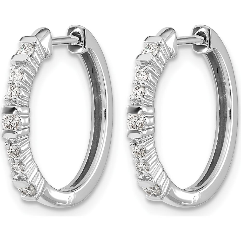 14K White Gold Diamond Hinged Hoop Earrings - 0.037 Carat Total Diamond Weight by Monteluci Fine Jewelry