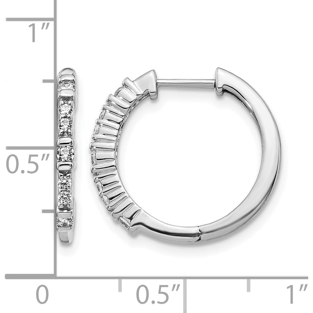 14K White Gold Diamond Hinged Hoop Earrings - 0.037 Carat Total Diamond Weight by Monteluci Fine Jewelry
