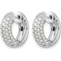14K White Gold Diamond Hinged Hoop Earrings - 0.039 Carat Total Diamond Weight by Monteluci Fine Jewelry