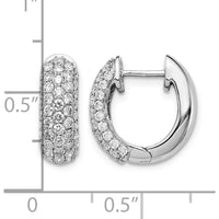 14K White Gold Diamond Hinged Hoop Earrings - 0.039 Carat Total Diamond Weight by Monteluci Fine Jewelry