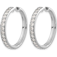 14K White Gold Diamond Hinged Hoop Earrings - 0.065 Carat Total Diamond Weight by Monteluci Fine Jewelry