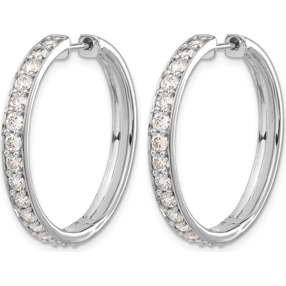 14K White Gold Diamond Hinged Hoop Earrings - 0.065 Carat Total Diamond Weight by Monteluci Fine Jewelry