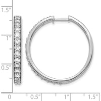 14K White Gold Diamond Hinged Hoop Earrings - 0.065 Carat Total Diamond Weight by Monteluci Fine Jewelry
