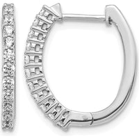 14K White Gold Diamond Hinged Hoop Earrings - 0.10 Carat Total Diamond Weight by Monteluci Fine Jewelry