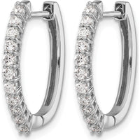 14K White Gold Diamond Hinged Hoop Earrings - 0.10 Carat Total Diamond Weight by Monteluci Fine Jewelry