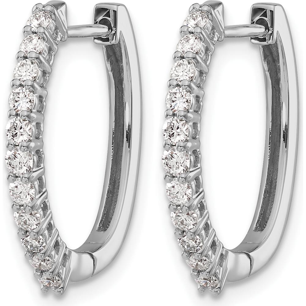 14K White Gold Diamond Hinged Hoop Earrings - 0.10 Carat Total Diamond Weight by Monteluci Fine Jewelry