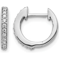 14K White Gold Diamond Hinged Hoop Earrings - 0.12 Carat Total Diamond Weight by Monteluci Fine Jewelry