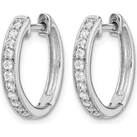 14K White Gold Diamond Hinged Hoop Earrings - 0.12 Carat Total Diamond Weight by Monteluci Fine Jewelry