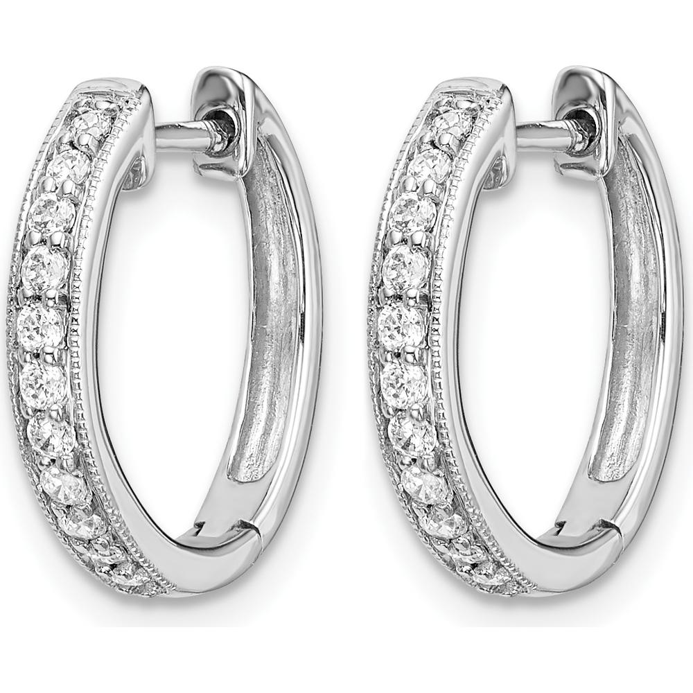 14K White Gold Diamond Hinged Hoop Earrings - 0.12 Carat Total Diamond Weight by Monteluci Fine Jewelry