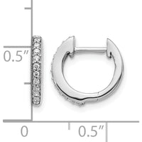 14K White Gold Diamond Hinged Hoop Earrings - 0.12 Carat Total Diamond Weight by Monteluci Fine Jewelry