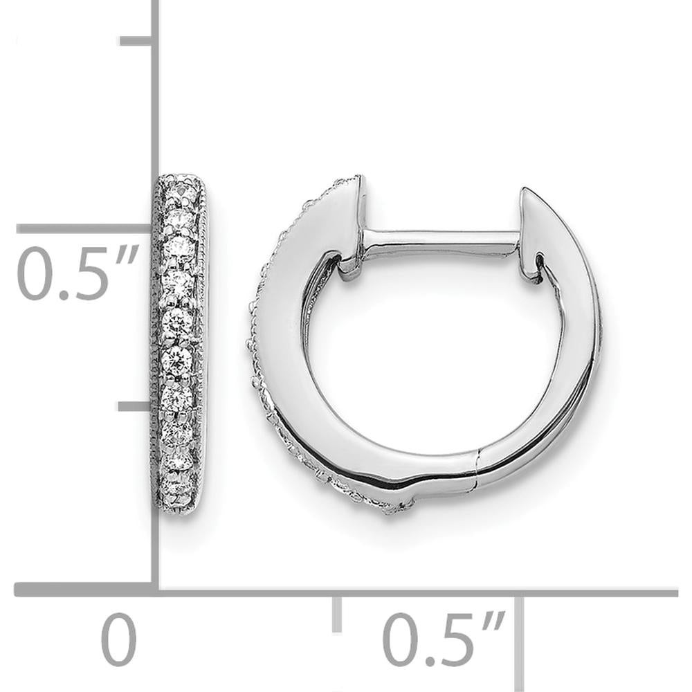 14K White Gold Diamond Hinged Hoop Earrings - 0.12 Carat Total Diamond Weight by Monteluci Fine Jewelry