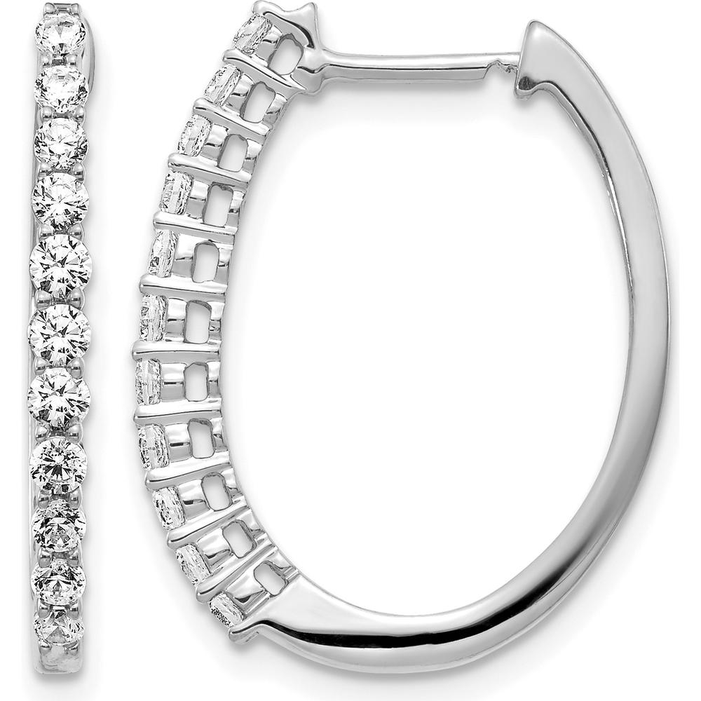 14K White Gold Diamond Hinged Hoop Earrings - 0.145 Carat Total Diamond Weight by Monteluci Fine Jewelry
