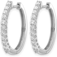 14K White Gold Diamond Hinged Hoop Earrings - 0.145 Carat Total Diamond Weight by Monteluci Fine Jewelry