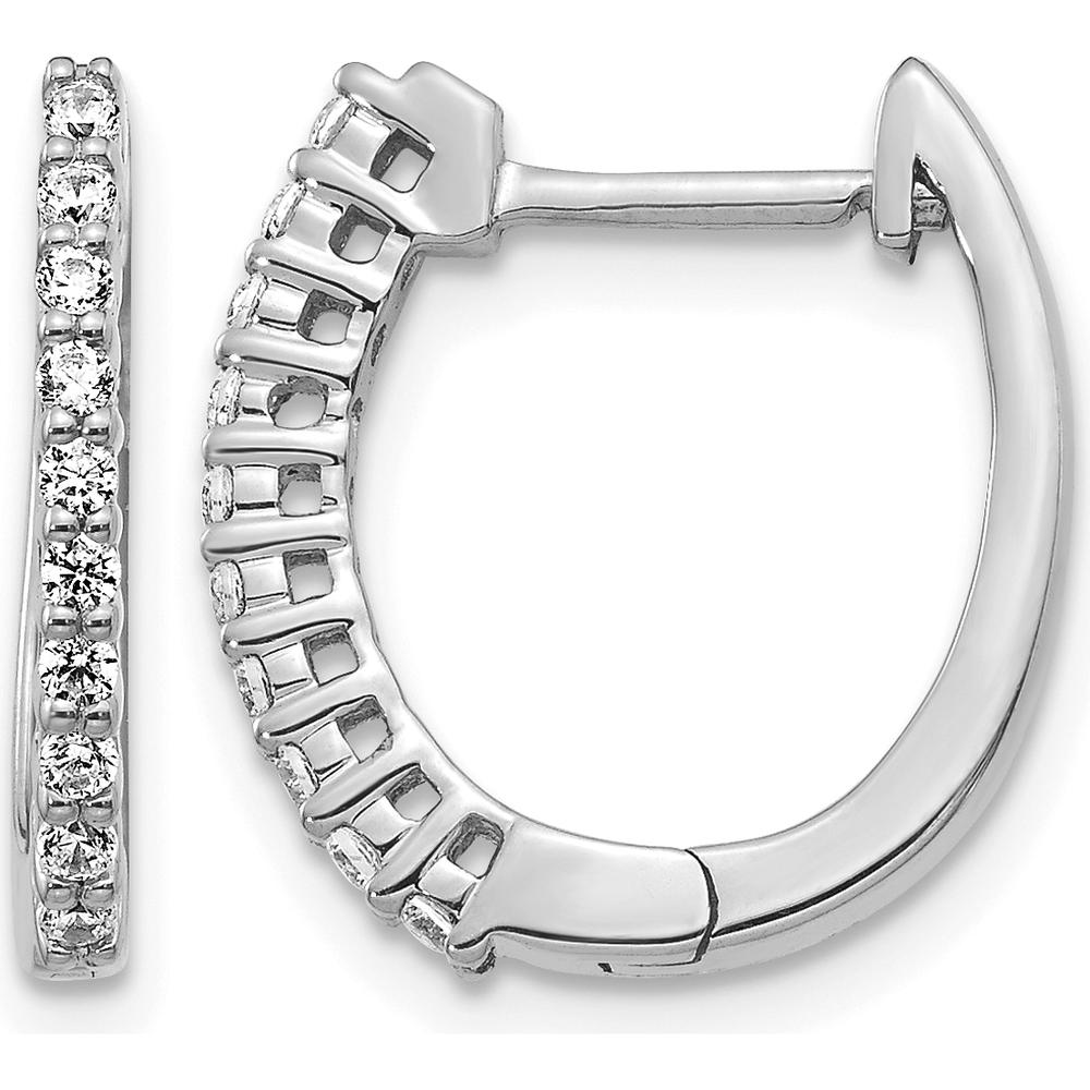 14K White Gold Diamond Hinged Hoop Earrings - 0.24 Carat Total Diamond Weight by Monteluci Fine Jewelry