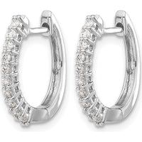 14K White Gold Diamond Hinged Hoop Earrings - 0.24 Carat Total Diamond Weight by Monteluci Fine Jewelry