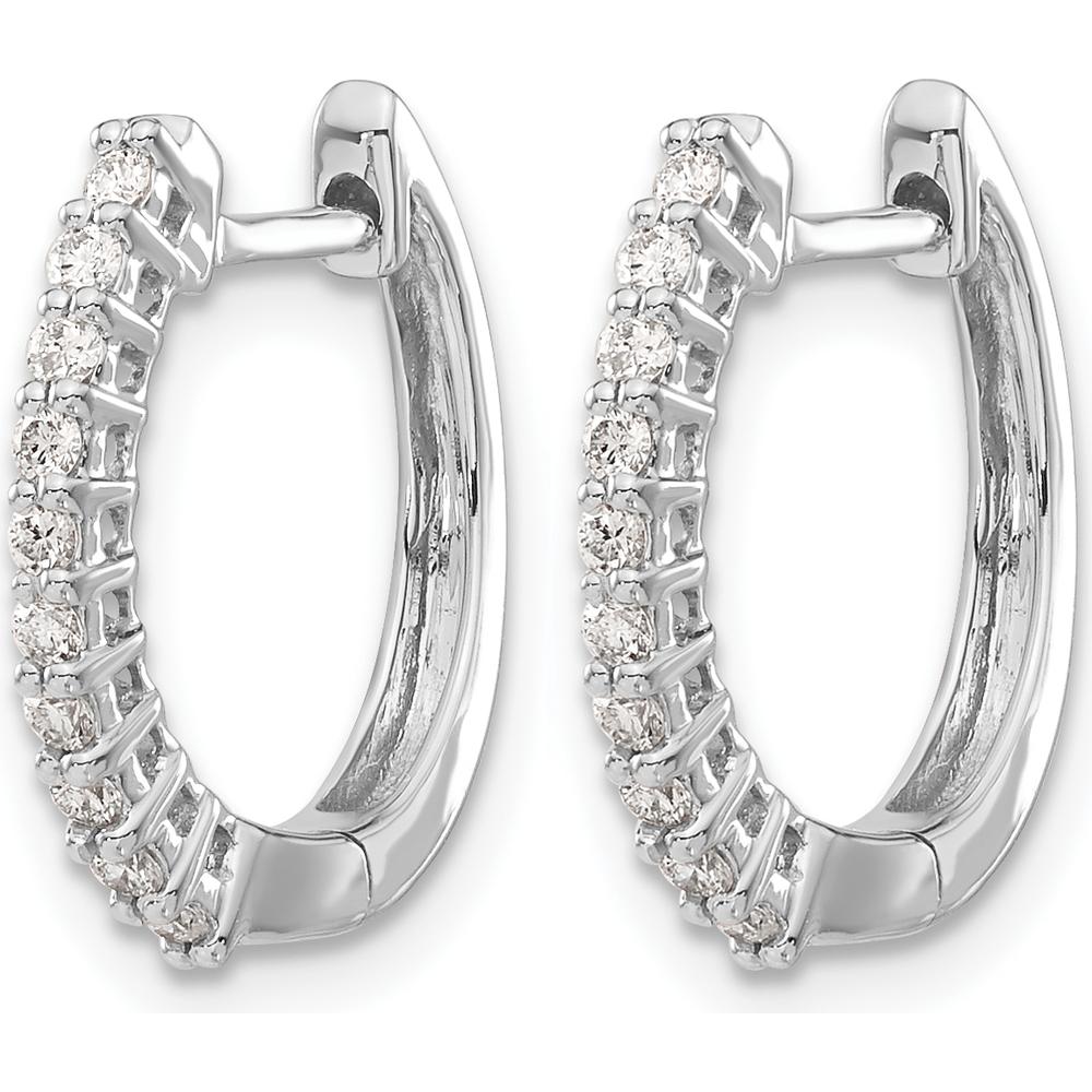 14K White Gold Diamond Hinged Hoop Earrings - 0.24 Carat Total Diamond Weight by Monteluci Fine Jewelry