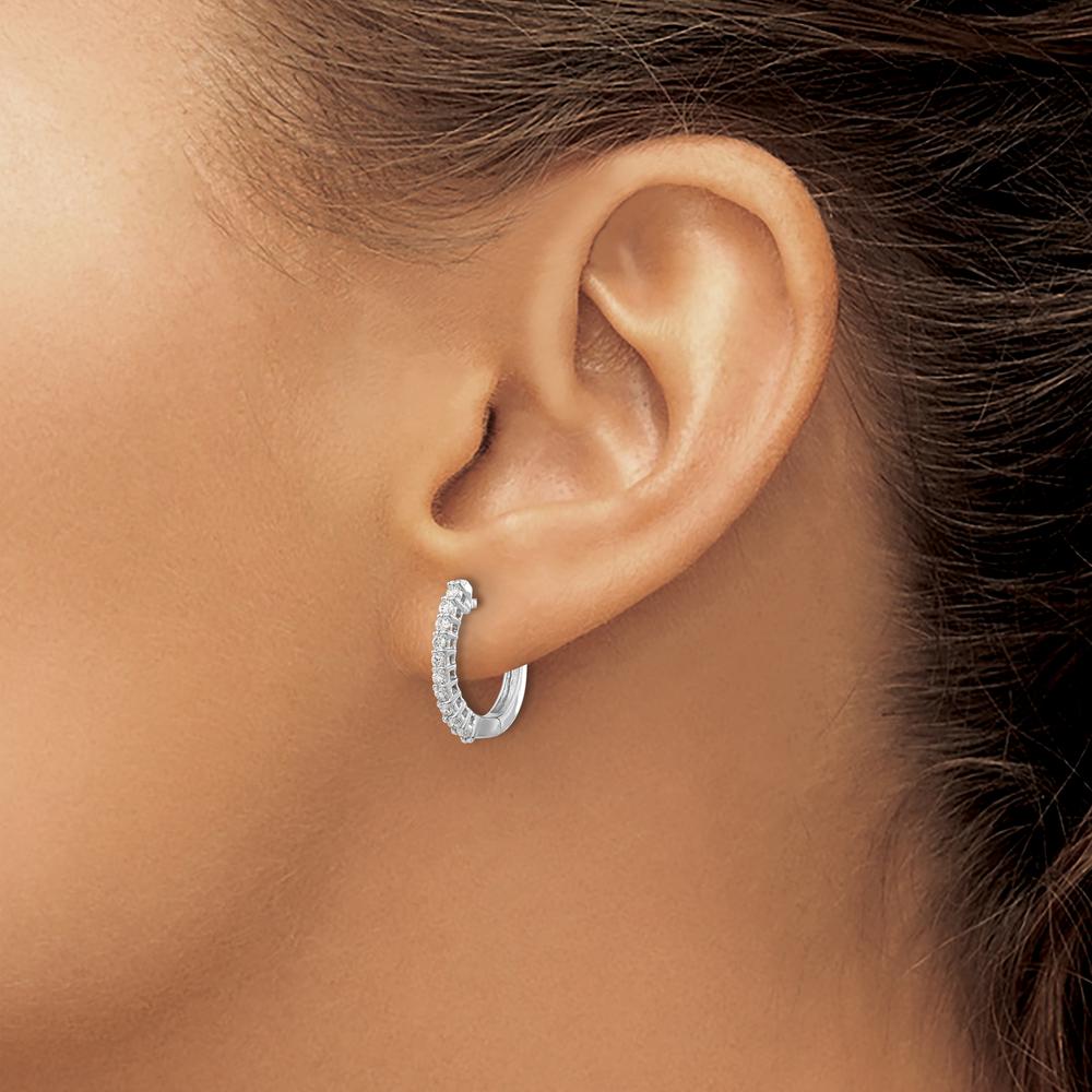 14K White Gold Diamond Hinged Hoop Earrings - 0.24 Carat Total Diamond Weight by Monteluci Fine Jewelry