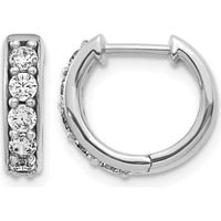14K White Gold Diamond Hinged Hoop Earrings - 0.25 Carat Total Diamond Weight by Monteluci Fine Jewelry