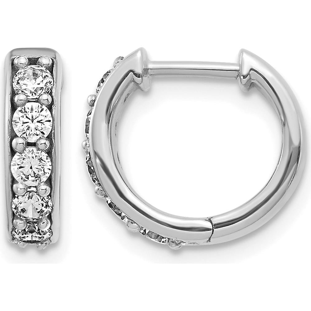 14K White Gold Diamond Hinged Hoop Earrings - 0.25 Carat Total Diamond Weight by Monteluci Fine Jewelry