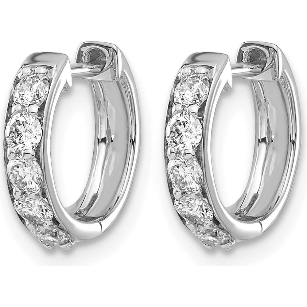 14K White Gold Diamond Hinged Hoop Earrings - 0.25 Carat Total Diamond Weight by Monteluci Fine Jewelry