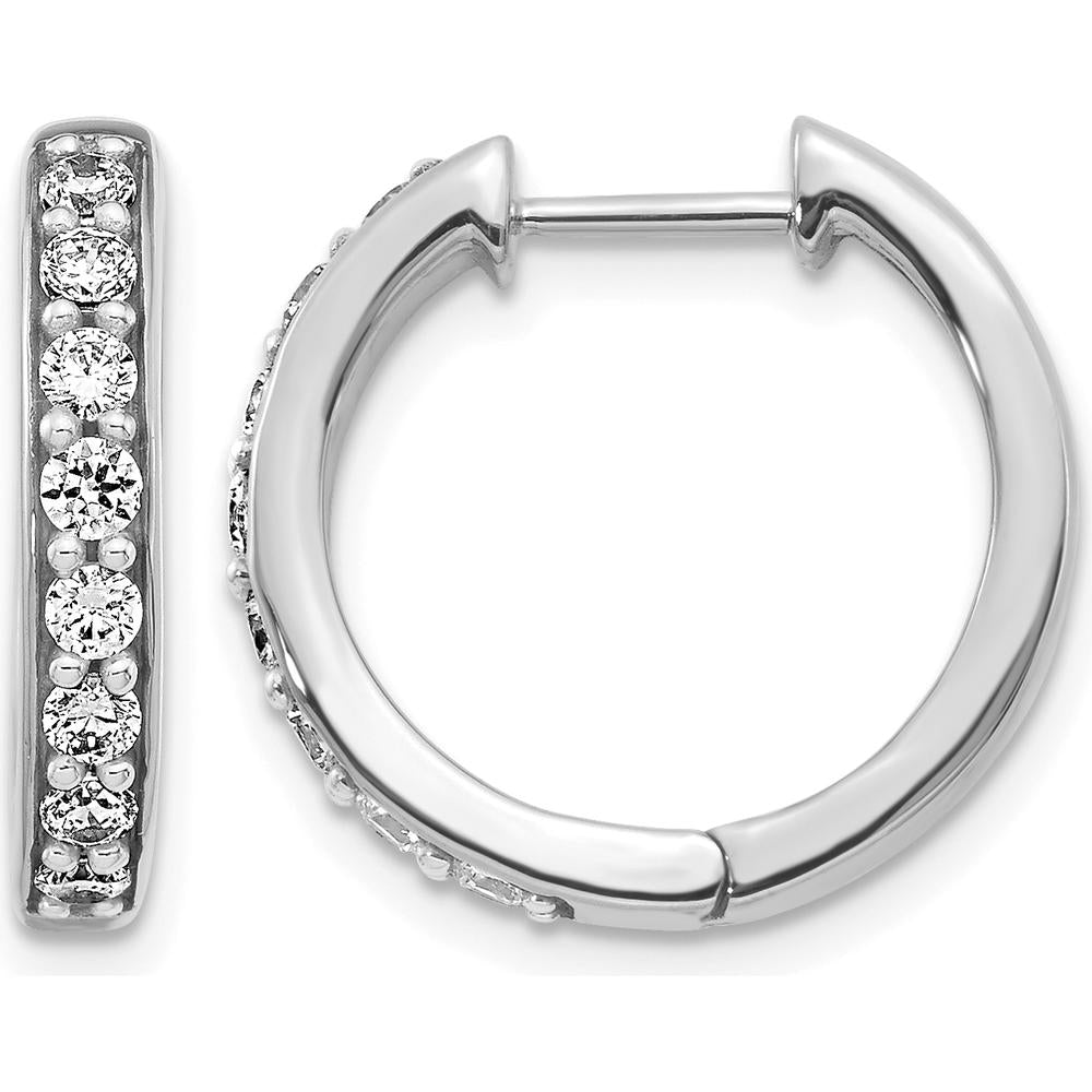 14K White Gold Diamond Hinged Hoop Earrings - 0.56 Carat Total Diamond Weight by Monteluci Fine Jewelry