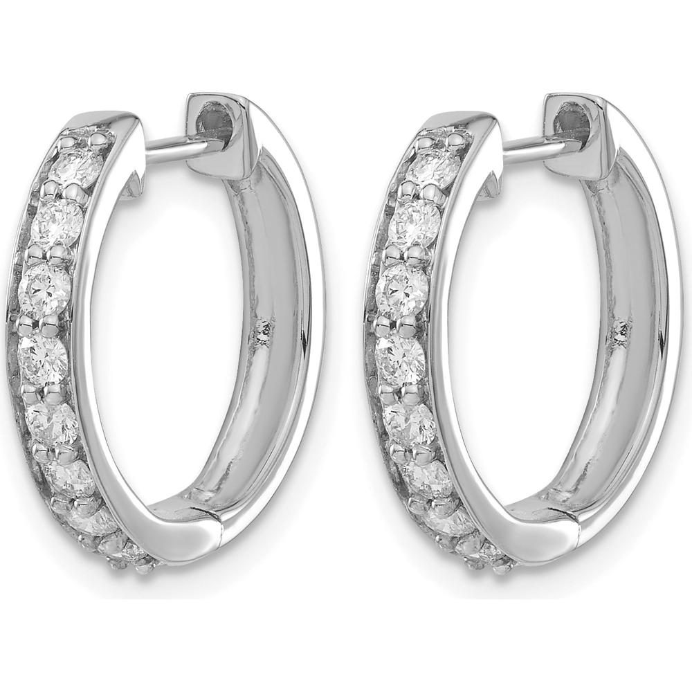 14K White Gold Diamond Hinged Hoop Earrings - 0.56 Carat Total Diamond Weight by Monteluci Fine Jewelry