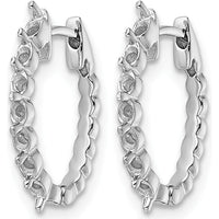 14K White Gold Diamond Hinged Hoop Earrings Mounting with 14 Round Stone Settings - 2mm Each by Monteluci Fine Jewelry