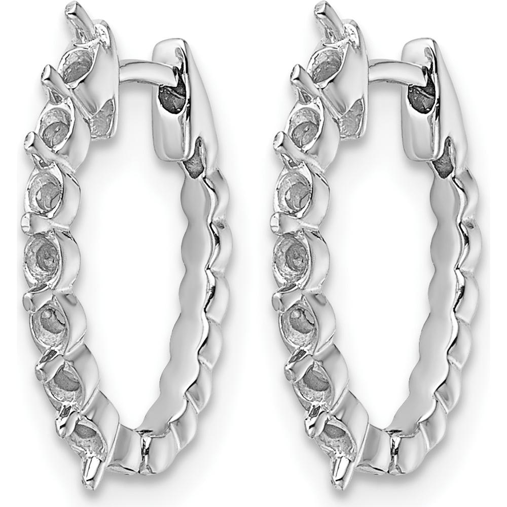 14K White Gold Diamond Hinged Hoop Earrings Mounting with 14 Round Stone Settings - 2mm Each by Monteluci Fine Jewelry