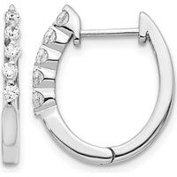 14K White Gold Diamond Hinged Hoop Earrings with 10 Round Diamonds - 0.025 Carat Total Diamond Weight by Monteluci Fine Jewelry