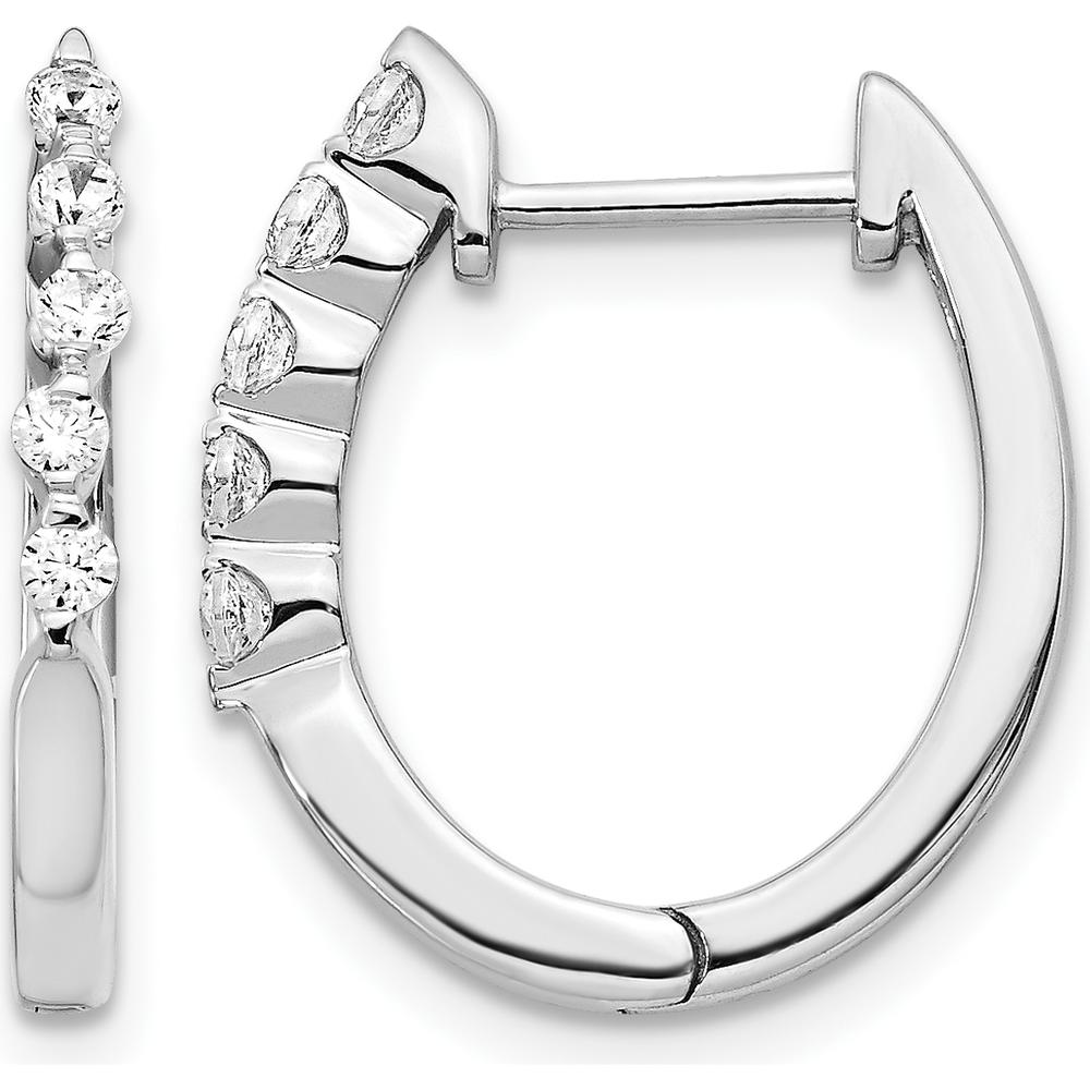 14K White Gold Diamond Hinged Hoop Earrings with 10 Round Diamonds - 0.025 Carat Total Diamond Weight by Monteluci Fine Jewelry
