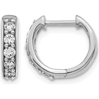14K White Gold Diamond Hinged Hoop Earrings with 10 Round Diamonds - 0.035 Carat Total Diamond Weight by Monteluci Fine Jewelry