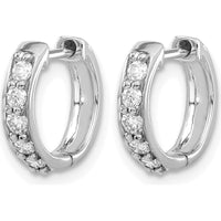 14K White Gold Diamond Hinged Hoop Earrings with 10 Round Diamonds - 0.035 Carat Total Diamond Weight by Monteluci Fine Jewelry