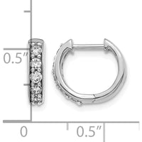 14K White Gold Diamond Hinged Hoop Earrings with 10 Round Diamonds - 0.035 Carat Total Diamond Weight by Monteluci Fine Jewelry