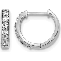 14K White Gold Diamond Hinged Hoop Earrings with 12 Round Diamonds - 0.0222 Carat Total Diamond Weight by Monteluci Fine Jewelry