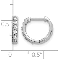 14K White Gold Diamond Hinged Hoop Earrings with 12 Round Diamonds - 0.0222 Carat Total Diamond Weight by Monteluci Fine Jewelry