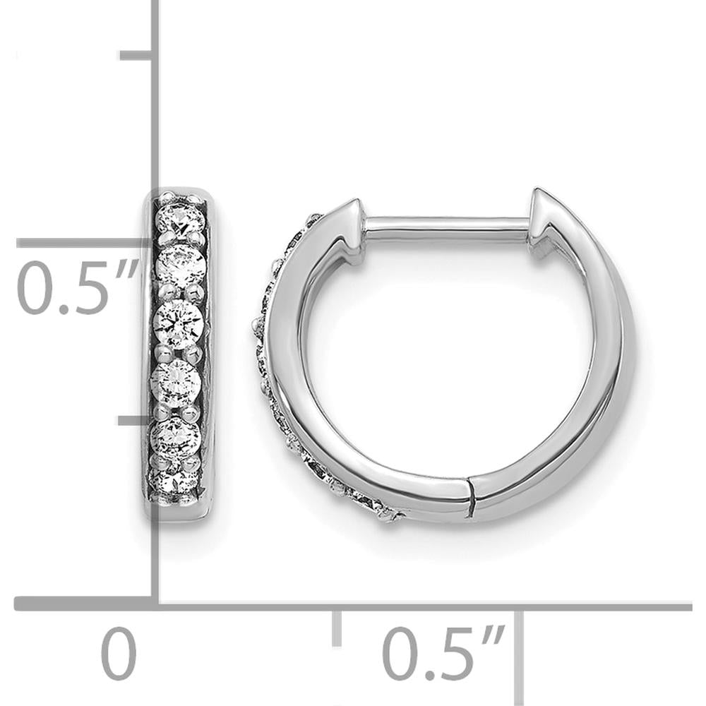 14K White Gold Diamond Hinged Hoop Earrings with 12 Round Diamonds - 0.0222 Carat Total Diamond Weight by Monteluci Fine Jewelry