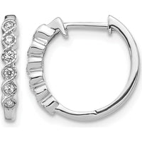 14K White Gold Diamond Hinged Hoop Earrings with 12 Round Diamonds - 0.12 Carat Total Diamond Weight by Monteluci Fine Jewelry