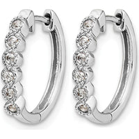 14K White Gold Diamond Hinged Hoop Earrings with 12 Round Diamonds - 0.12 Carat Total Diamond Weight by Monteluci Fine Jewelry
