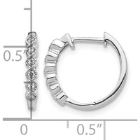 14K White Gold Diamond Hinged Hoop Earrings with 12 Round Diamonds - 0.12 Carat Total Diamond Weight by Monteluci Fine Jewelry