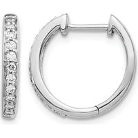 14K White Gold Diamond Hinged Hoop Earrings with 14 Natural Round Diamonds - 0.022 Carat Total Diamond Weight by Monteluci Fine Jewelry