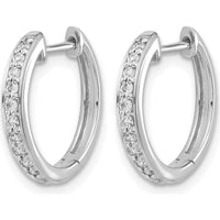 14K White Gold Diamond Hinged Hoop Earrings with 14 Natural Round Diamonds - 0.022 Carat Total Diamond Weight by Monteluci Fine Jewelry