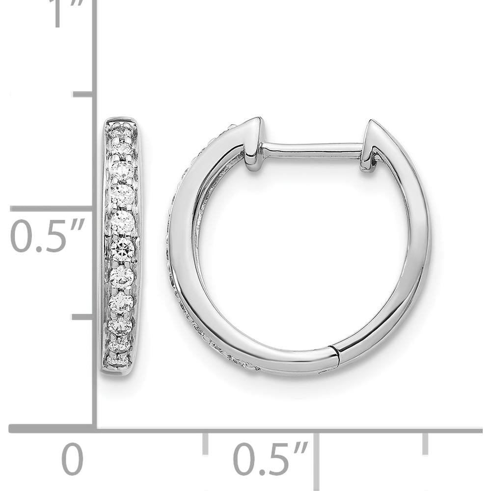 14K White Gold Diamond Hinged Hoop Earrings with 14 Natural Round Diamonds - 0.022 Carat Total Diamond Weight by Monteluci Fine Jewelry