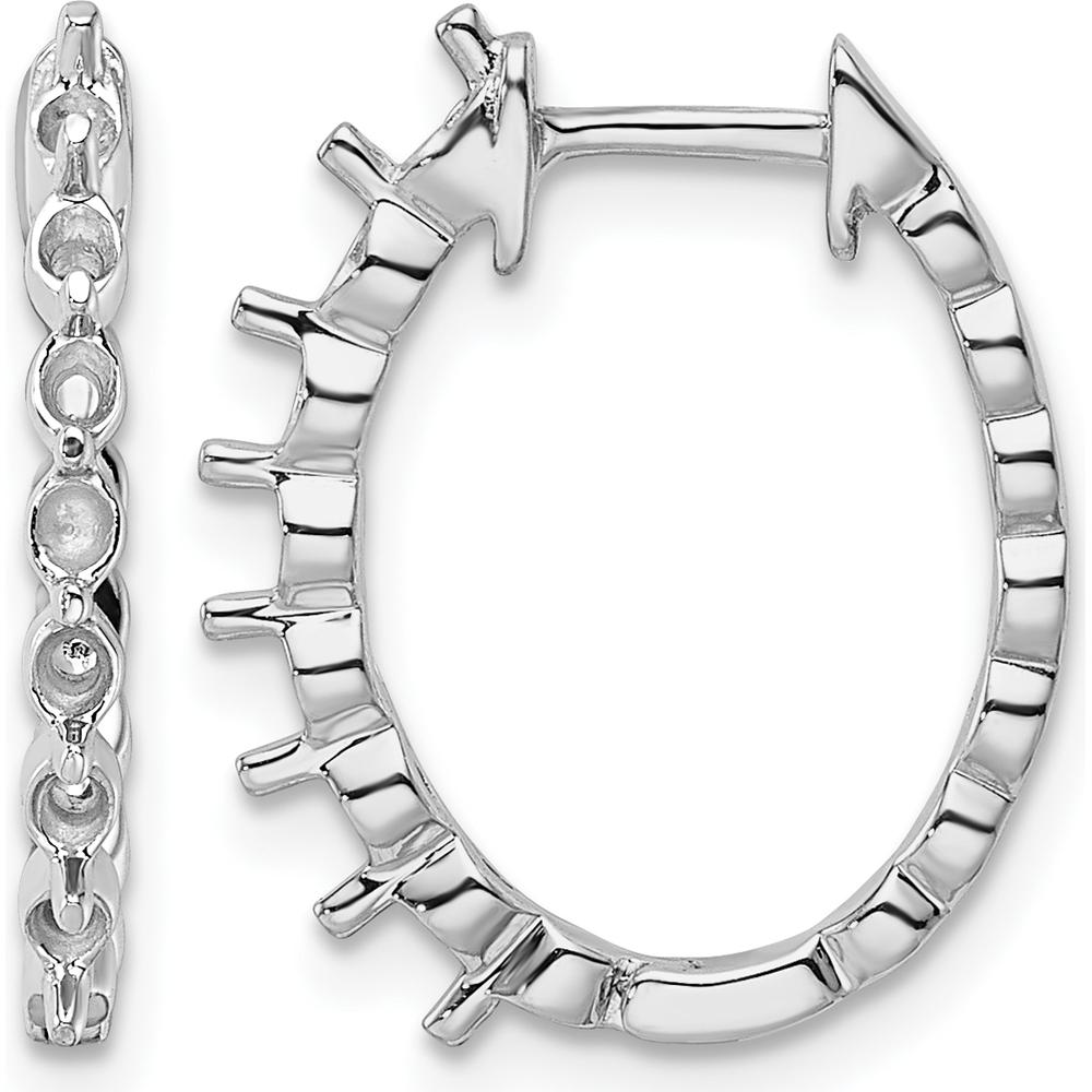 14K White Gold Diamond Hinged Hoop Earrings with 14 Round Stone Mountings - 2.3mm Stones by Monteluci Fine Jewelry