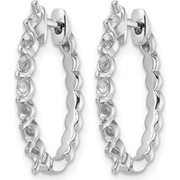 14K White Gold Diamond Hinged Hoop Earrings with 14 Round Stone Mountings - 2.3mm Stones by Monteluci Fine Jewelry