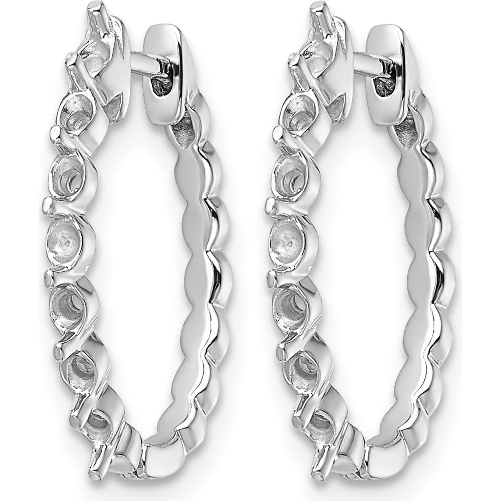 14K White Gold Diamond Hinged Hoop Earrings with 14 Round Stone Mountings - 2.3mm Stones by Monteluci Fine Jewelry