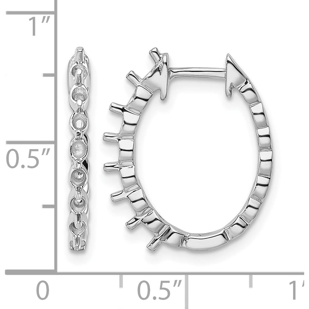 14K White Gold Diamond Hinged Hoop Earrings with 14 Round Stone Mountings - 2.3mm Stones by Monteluci Fine Jewelry