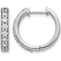 14K White Gold Diamond Hinged Hoop Earrings with 16 Round Diamonds - 0.05 Carat Total Diamond Weight by Monteluci Fine Jewelry