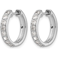 14K White Gold Diamond Hinged Hoop Earrings with 16 Round Diamonds - 0.05 Carat Total Diamond Weight by Monteluci Fine Jewelry
