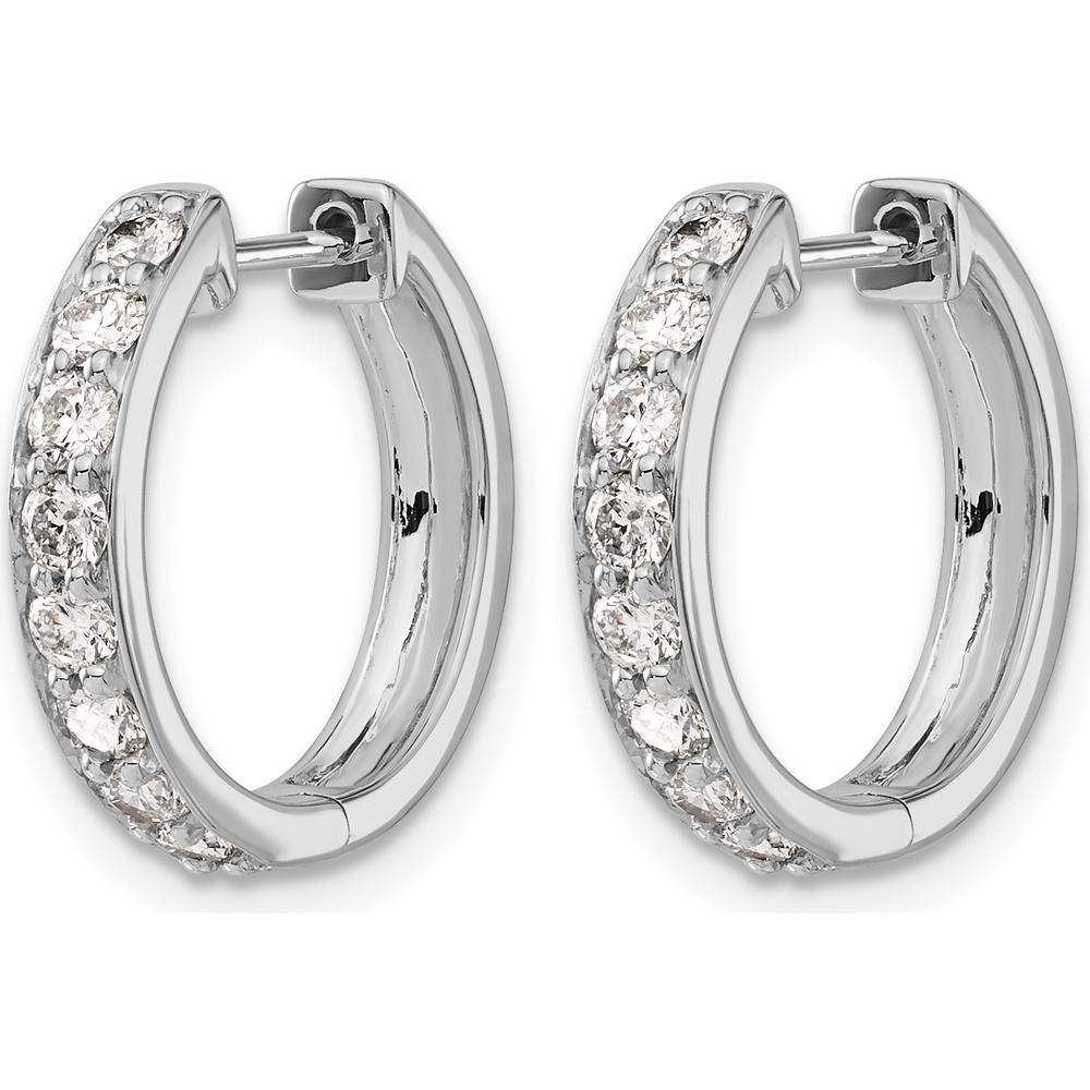 14K White Gold Diamond Hinged Hoop Earrings with 16 Round Diamonds - 0.05 Carat Total Diamond Weight by Monteluci Fine Jewelry
