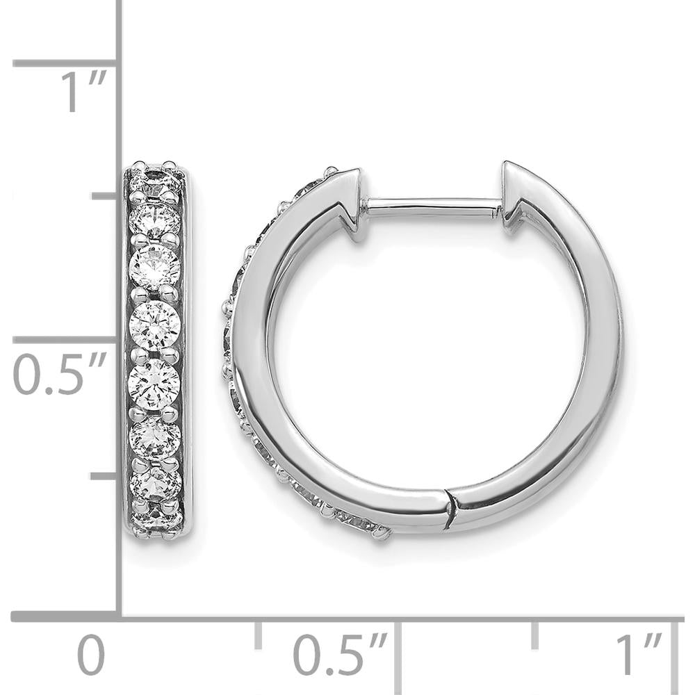 14K White Gold Diamond Hinged Hoop Earrings with 16 Round Diamonds - 0.05 Carat Total Diamond Weight by Monteluci Fine Jewelry